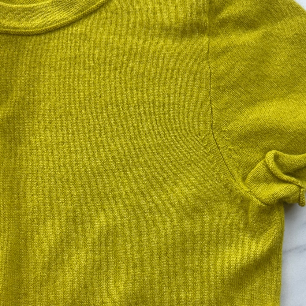 J. Crew 100% cashmere Short Sleeve Sweater Tee burnished citron - Picture 4 of 9